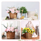 Threehoney 2 Pcs Woven Wicker Hanging Basket Door Hanging Basket Hanging Wicker Wall Basket with Plastic Liner Lower Plants Woven Basket for Home Garden Farmhouse, 5.9"D x 9.84"W x 6.69"H