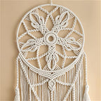 Dream Catcher Tapestry Boho Macrame Cotton Woven Handmade Bohemian Art with Tassel Craft Ornament for Bedroom Living Room Apartment Nursery 12x32 Inch - color: Beige
