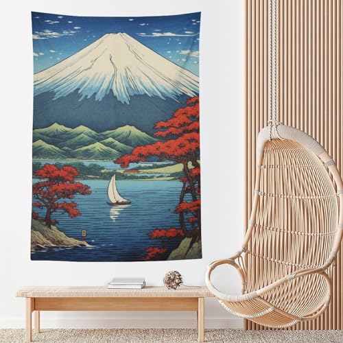 QEOPGNE Large Wall Tapestry Mount Fuji Mountain Landscape Lake Fall Leaves Japanese Painting Tapestry for Room Living Room Wall Decor Large Wall Art Tapestries 60"x90" - color: Style2, size: 90L" x 60W"