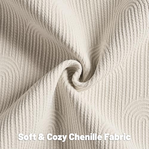 FUTEI Pack of 2 Chenille Decorative Throw Pillow Covers 12x20 Inch,Soft Cozy Striped Geometric Patterns Lumbar Pillow Cases,Modern Home Decor for Couch Bed Living Room,Beige - color: Beige, size: 20" x 12" (Pack of 2)