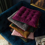 vctops Velvet Soft Square Chair Pad with Ties Cute Gradient Pom Pom Indoor Dining Chairs Cushion (Purple, 16" x 16") - color: Purple, style: 16 Inch x 16 Inch