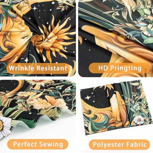 Apdidl Sun and Moon Hippie Decor Tapestry for Bedroom, Boho Hippy Mystic Floral Tapestries Wall Hanging Aesthetic, Vintage Mandala Plants Moon Cute Backdrop Wall Decor for Living Room Dorm 51"X60" - color: Sun Moon Tapestry, size: 60"L x 51"W