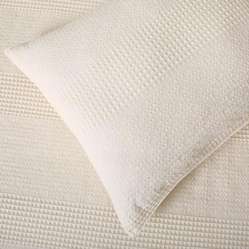 YINFUNG Waffle Duvet Cover Beige 100% Cotton Cream King Textured Off White Ivory Waffle Weave Knit Striped Tufted Geometric Bedding Set Hotel 104x90 - color: Ivory, size: King