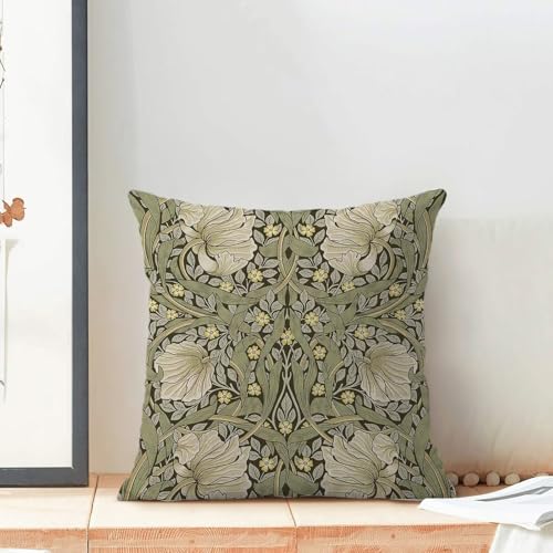 Spring Throw Pillow Covers 16x16 Set of 2, Sage Green Print Linen Decorative Pillow Covers Botanical Floral Outdoor Cushion Cover Vintage Flower Pillowcase for Sofa Couch Farmhouse Room - color: Spring Flower2, size: 16" x 16" (Pack of 2)