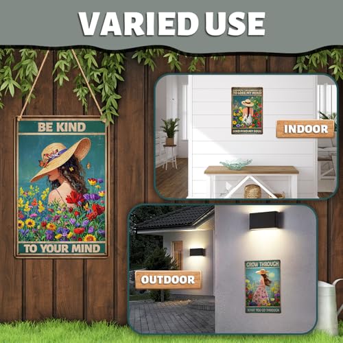 4PCS Vintage Tin Metal Sign, Boho Inspirational Wall Art Signs Decor, Hippie Metal Poster Retro Signs for Gifts Women Office Bedroom Kitchen Living Room Cafes Bar Public 8x12 Inch (Tin Sign05) - color: Tin Sign05