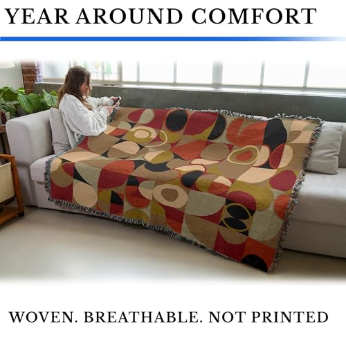 Pure Country Weavers Bauhaus Earth Blanket - Mid Century Modern - Gift Tapestry Throw Woven from Cotton - Made in The USA (72x54) - color: Bauhaus Earth, size: 72x54