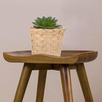 Kichvoe Bamboo Storage Basket Mini Woven Organizer 3.54X3.54X2.95In Small Wicker Container for Kitchen Picnic Flower Display Home Decor