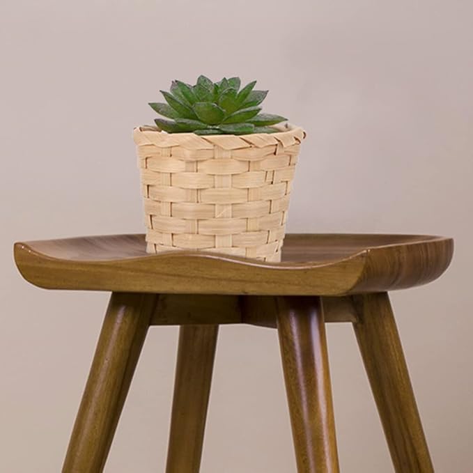 Kichvoe Bamboo Storage Basket Mini Woven Organizer 3.54X3.54X2.95In Small Wicker Container for Kitchen Picnic Flower Display Home Decor