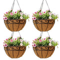 10 inch Metal Hanging Baskets For Plants Outdoor 4 Pack Round Metal Wire Hanging Basket Planter with Coco Fiber Liners Chain Round Wire Plant Holder for Garden, Patio, Deck, Porch Plants Flower Potsss - size: 10 Inch, style: Flower Border