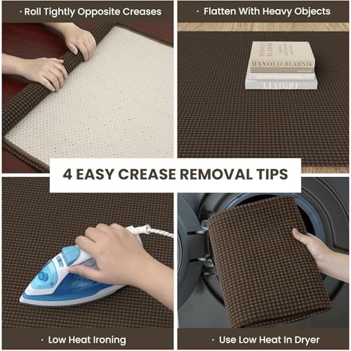 IOHOUZE Washable Runner Rug 2x5 Non Slip Runners for Hallways Entryway Runner Indoor, Kitchen Throw Rug Woven Cotton Floor Carpet for Hall Entrance Bedroom, Brown - color: Brown, size: 2' x 5' (Runner)