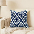 Slow Cow Embroidery Navy Blue Pillow Covers Cushion Covers Invisible Zipper for Living Room 18 x18 Inch - color: Navy Eyes, size: 18" x 18" (Pack of 1)