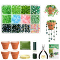 GUJYUYIF Green Glass Beads Kit with Rattan Basket,Beaded Plant Kit Plant Beaded Crystal Glass Leaf Flower Glass Bead for Succulent Plant Making and DIY Crafts - color: Terracotta Pot