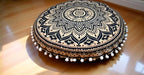 CRAFT KALA 32" Large Round Bohemian Floor Pillow Cover Boho Pouf Cover Mandala Meditation Room Pillows Cover Adults Seating Poufs Cushion Cover for Kids Reading Playroom Black Gold Ombre - color: Black Gold Ombre