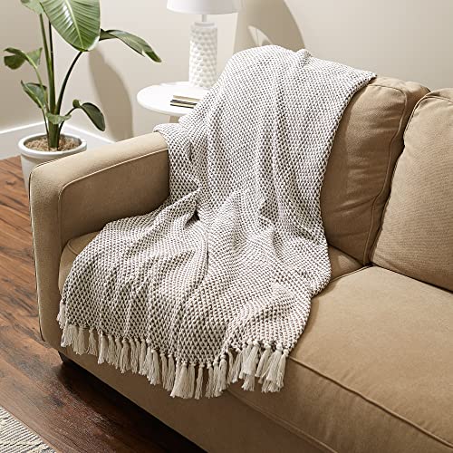 DII Woven Throw Collection 100% Cotton, Basketweave, 50x60, Brown - color: Brown, size: 50x60"
