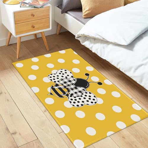 Bee Area Rug Small Spring Summer Entryway Rugs Non-Slip Indoor Outdoor Front Door Mat Soft Floor Carpet for for Kitchen Bedroom Bathroom Room Holiday Decor 2x3 Feet - color: Bee
