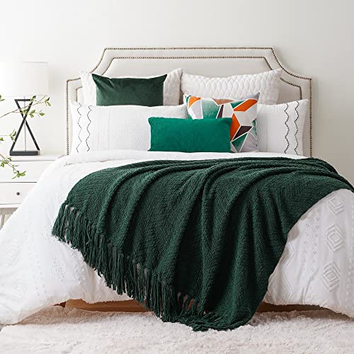 BATTILO HOME Forest Green Throw Blanket Couch,Knit Christmas Throw Blanket Versatile Chair,Super Soft Warm Christmas Decor Throw Tassels Bed,Sofa and Living Room,50'' x 60'' - color: Christmas Green, size: 50"x60"