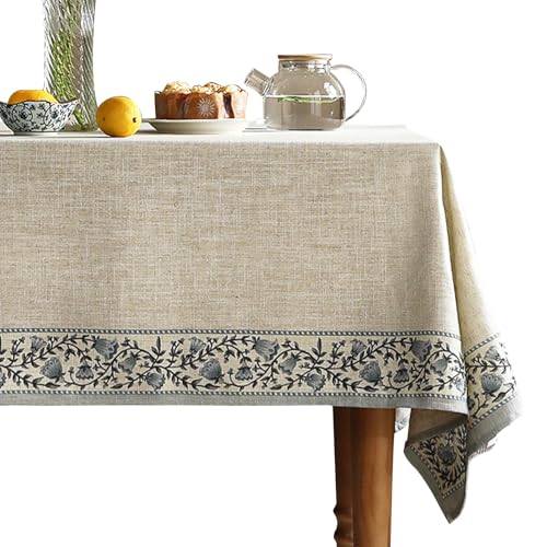 ISAENNE Designer Vintage Linen Elegant Extra Long Table Cloth Rectangular,Chinoiserie Floral Tablecloth,Durable Decor Table Cover for Dining Thanksgiving Kitchen Party,63"*110"-Segerman B - color: Segerman B, size: 110" x 63" (Rectangular)