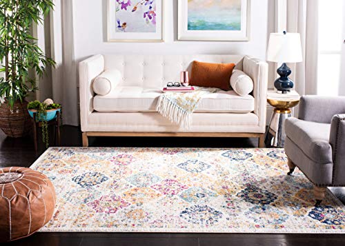 SAFAVIEH Madison Collection Accent Rug - 3' x 5', Cream & Multi, Boho Chic Distressed Design, Non-Shedding & Easy Care, Ideal for High Traffic Areas in Entryway, Living Room, Bedroom (MAD611B) - color: Cream/Multi, size: 3' x 5' (Rectangular)