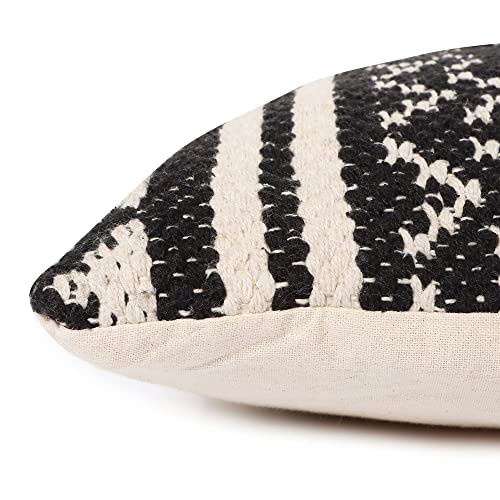 · REDEARTH · Boho Throw Pillow Covers - Bohemian Farmhouse Style - Accent Woven Indoor and Covered Patio Pillow Cushion Cases for Couch, Bed, Sofa – Set of 2-18"x18" - Ziggurat Obsession Black - color: Ziggurat Obsession Black, size: 18" x 18" (Pack of 2)