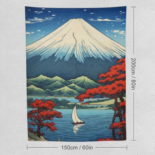 Large Tapestry Wall Hanging Decor Mount Fuji Mountain Landscape Lake Fall Leaves Japanese Painting Tapestry Wall Decor for Bedroom Aesthetic Wall Art Living Room Decor for Men And Woman 60"x80" - color: Style2, size: 80L" x 60W"