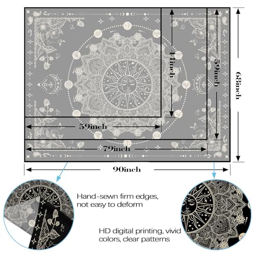 Lunerfex Sun and Moon Mandala Tapestry Boho Tapestry for Bedroom Black and White Tapestries Wall Hanging Living Room Wall Art and Home Decor 60x80 - color: Black and White, size: 80"L x 60"W