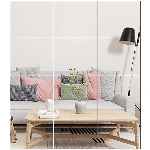 Ruomeng Gym Mirror Tiles - 14" x 12" x 12Pcs Wall Mounted Mirror Glass Frameless Full Length Mirror Tiles for Home Gym, Bedroom, Door & Bathroom - size: 14"x12"-12pcs