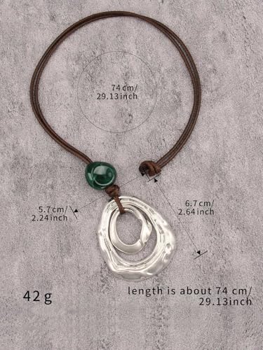 Leather Necklace for Women Long Boho Pendant Hippie Choker Necklace Bohemian Layered Leather Rope Wooden Jewelry Gifts - style: Long Chunky Boho Necklace