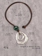 Leather Necklace for Women Long Boho Pendant Hippie Choker Necklace Bohemian Layered Leather Rope Wooden Jewelry Gifts - style: Long Chunky Boho Necklace