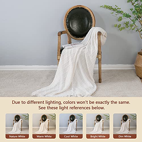 inhand Knitted Throw Blankets for Couch and Bed, Soft Cozy Knit Blanket with Tassel, Off White Lightweight Decorative Blankets and Throws, Farmhouse Warm Woven Blanket for Men and Women, 60"x80" - color: A(off White), size: 60"x80"