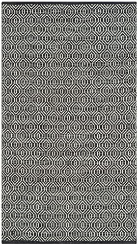SAFAVIEH Montauk Collection Accent Rug - 4' x 6', Ivory & Dark Grey, Handmade Flat Weave Cotton, Ideal for High Traffic Areas in Entryway, Living Room, Bedroom (MTK413A) - size: 4' x 6' (Rectangular)