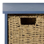 SAFAVIEH Home Collection - Finley Blue Wall Mounted 3-Basket Storage Rack with Hooks & Seagrass Baskets (HAC5700F) - color: Blue