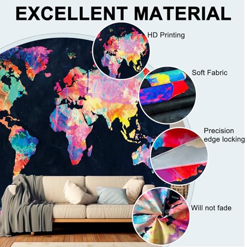 World Map Tapestry Abstract Travel Wall Art Large Wall Hanging for Bedroom Living Room Dorm Room Home Decor - color: World Map, size: 59"L x 51"W