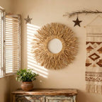 BDJBXK Large Boho Wall Art Decor – Unique Handmade Sunburst Mulberry Branch 27in Wall Art for Living Room, Bedroom, Office, Farmhouse & Home Décor
