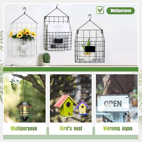 XDW-GIFTS 4-Pack 25.5 Inch Hanging Chain with Hooks for Hanging Bird Feeders, Birdbaths, Planters, Lanterns, Wind Chimes, Baskets, Billboards, Decorative Ornaments, Outdoor Indoor Use (Black)