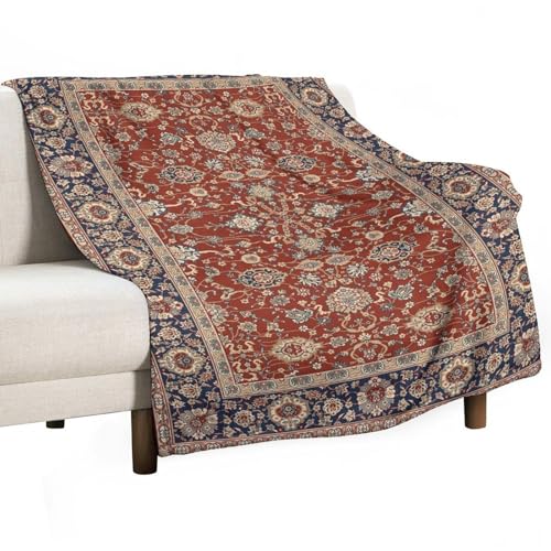 Red Floral Throw Blanket,Traditional Oriental Boho Tribal Pattern Soft Throw Blanket for Couch Sofa Camping Office Travel Home Bedroom Decor All Seasons 30"x40" - color: Boho-3, size: 30x40in