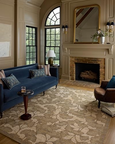Loloi Chris Loves Julia Rue Collection RUE-02 Olive/Sage 2'-3" x 3'-9" Accent Rug Jute Neutral Floral Living Room Bedroom Rug - color: Olive / Sage, size: 2'3" x 3'9" (Rectangular)