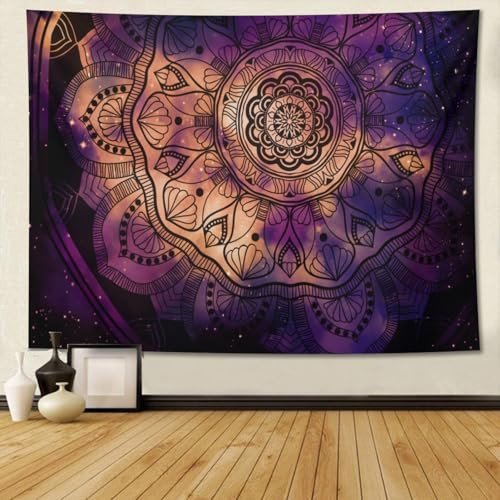 Keiutexe Purple Mandala Flower Tapestry 60" X 40" Wall Hanging Party Decorations Home Decor For Bedroom Living Room Dorm (150 X 100cm) - color: Purple Mandala Flower, size: 60 X 40 Inch