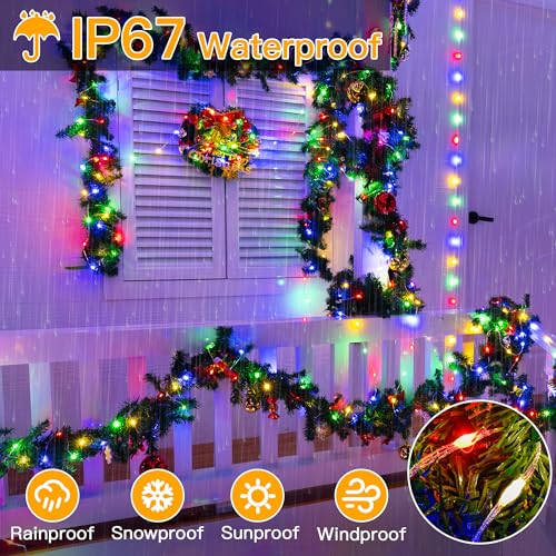 Ollny Christmas Lights Warm and Multicolor, 600LED 197FT Christmas Tree Lights IP67 Waterproof, Plug in Fairy Light with Remote 11 Modes Timer, Xmas Light for Outdoor Indoor House Holiday - color: Warm and Multicolor, size: 600 LEDs