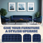 Barydat 3 Pack Wicker Furniture Cushions Waterproof Outdoor/Indoor Tufted Wicker Chair Cushions 1 Loveseat and 2 U-Shape Rattan Chairs for Patio Furniture, Rattan Love Seat, Bench(Navy Blue) - color: Navy Blue