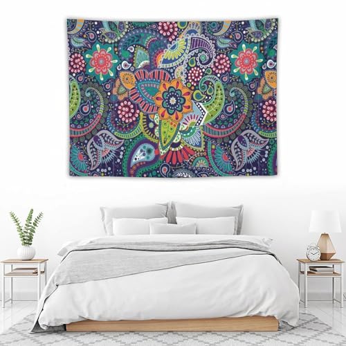 KANEPE Retro Floral Tapestry Bright Colorful Blue Colorful Paisley Pattern Wall Hanging Tapestries Home Decor for Living Room Bedroom Apartments Farmhouse Dorm,40inx30in (102×76cm)【Small】 - color: Boho-2, size: 40Wx30L