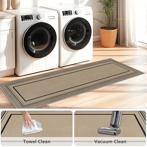 Capslpad 2x6 Hallway Outdoor Rug, Easy Jute Geometry Line Entryway Rug, Farmhouse Washable Non-Slip Rubber Backing, Stain Resistant Low Pile Runners for Hallways, Kitchen, Bedroom, Laundry, Black - color: Black, size: 2' x 6' (Rectangular)