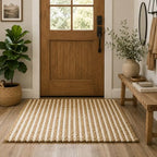 FRELISH DECOR Runner Rug, 2x3 Feet - Premium Wool & Jute Blend Handwoven Rug - Natural Fiber Chunky Stripe Design for Hallway, Entryway, Bedroom, and Dining Area: Natural Ivory - size: 2' x 3' (Rectangular)
