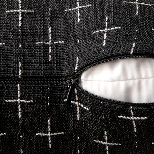MIULEE Pack of 2 Decorative Burlap Linen Throw Pillow Covers Modern Farmhouse Vintage Pillowcase Rustic Woven Textured Cushion Cover for Sofa Couch Bed 18x18 Inch Black - color: Black, size: 18" x 18" (Pack of 2)