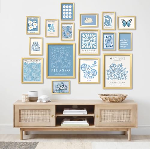 ANERZA 16 PCS Blue Wall Art Decor, Matisse Gallery Wall Prints for Bedroom, Light blue posters for Room Aesthetic, Collage Kit Pictures for Living Room, Teen Girls Dorm Home Artwork - color: Blue, size: 11"x14" Unframed