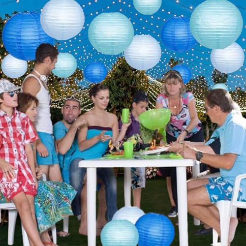 Blue Paper Lanterns Decorative,Hanging Chinese Lanterns Indoor Outdoor for Birthday, Wedding, Christmas, Bridal, Home Decor, Ceiling Decorations(Size of 4”, 6”, 8”, 10”,12Pcs) - color: Blue, size: 4、6、8、10inch