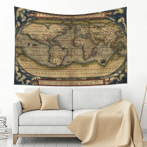 MOUNDHONG Retro World Map Clound Tapestry Wall Hanging, Art Tapestry Retro Wall Art Large Wall Tapestries for Bedroom College Dorm Living Room Decor 60 x 90 in - color: World Map - 2, size: 60"L x 90"W