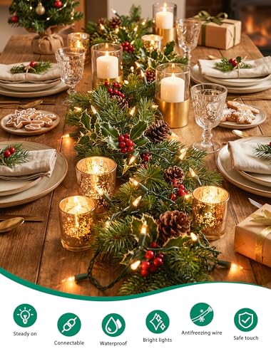 YOUNGAR Clear Christmas Lights Outdoor, 13FT 50 Warm White String Christmas Lights with Green Wire, Connectable Incandescent Mini Light Plug in Indoor Outdoor Tree Patio Garden Festival Decoration - color: Warm White, Green Wire, size: 50 Count 1Pack