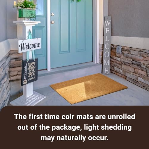 KANKUN Coco Coir Door Mat with Heavy Duty Backing, Welcome Doormat (17" x 30"), Doormat Entrance (Plain - 1Pack) - color: Plain - 1pack