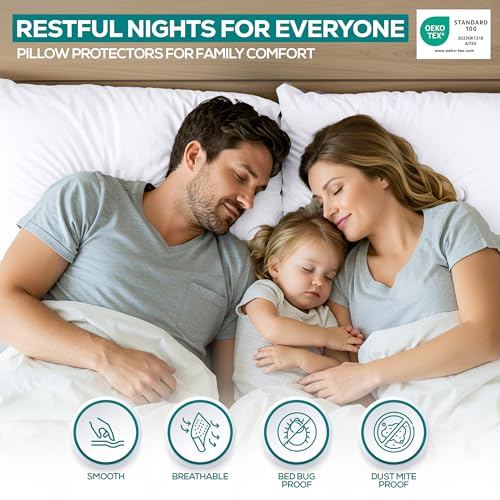 Set of 4 Pillow Protectors with Zipper Toddler Size, Bed Bug and Dust Mite Proof Pillow Covers, Ultra Soft Pillow Encasements, Moisture Wicking and Waterproof Pillow Cases by Utopia Bedding (White) - size: Toddler (Pack of 4)