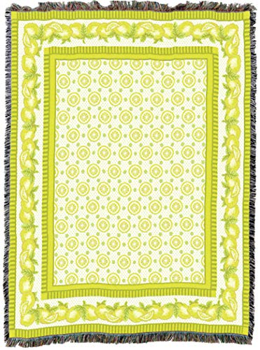 Pure Country Weavers Lemon Zest Blanket - Garden Floral Gift Tapestry Throw Woven from Cotton - Made in the USA (72x54) - color: Lemon